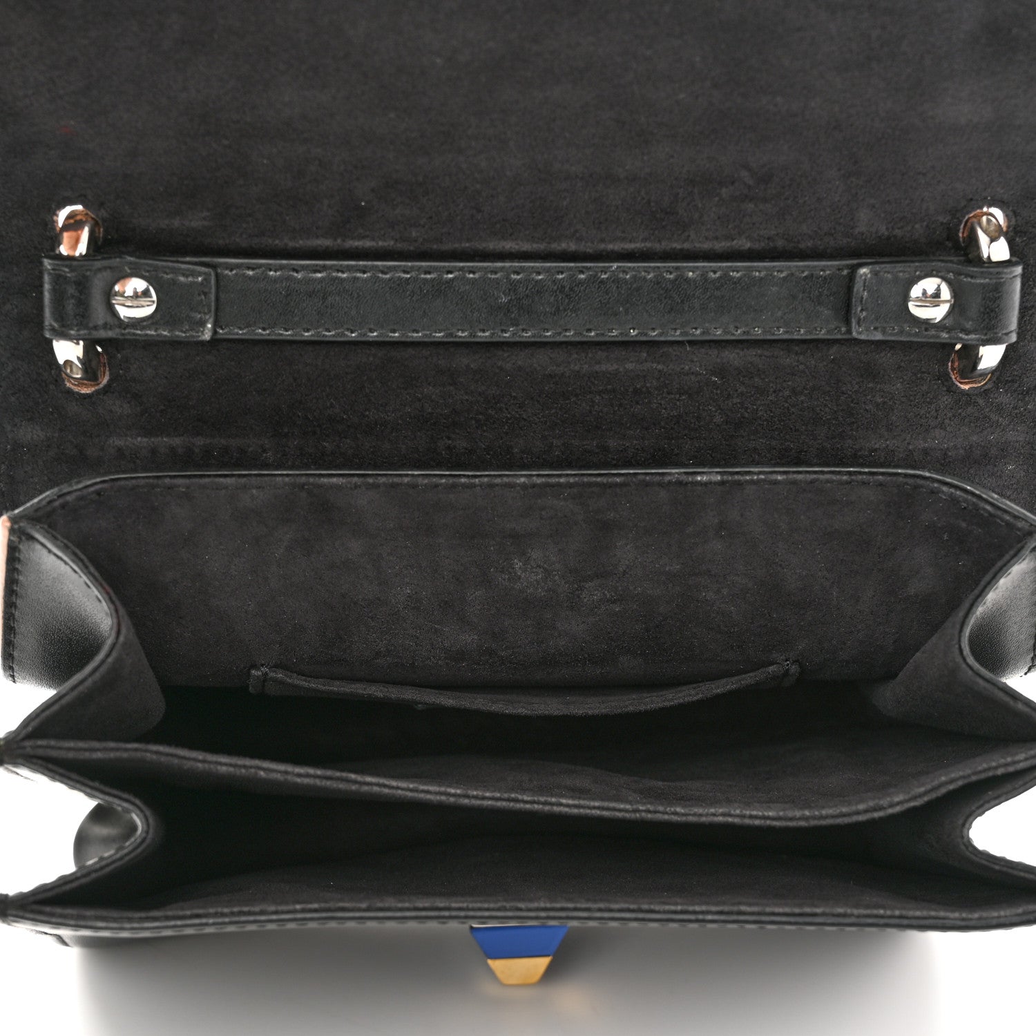 Fendi Vitello Liberty Fun Fair Embossed Scalloped Kan I Shoulder Bag Black Multicolor 5 of 12