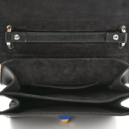 Fendi Vitello Liberty Fun Fair Embossed Scalloped Kan I Shoulder Bag Black Multicolor 5 of 12