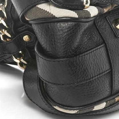 Burberry Grainy Calfskin House Check Margaret Bag Black 9 of 11