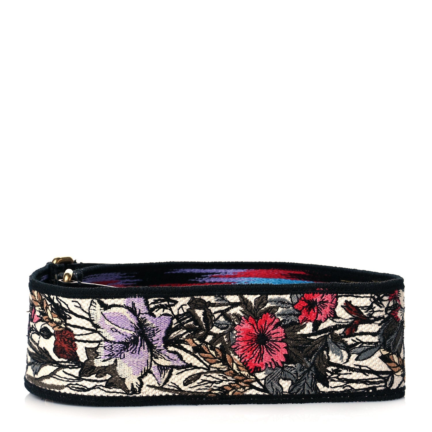 Christian Dior Lambskin Canvas Embroidered Floral Shoulder Strap Multicolor 3 of 7