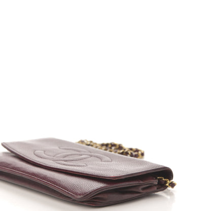 Chanel Caviar Timeless CC Wallet on Chain WOC Dark Red 14 of 18