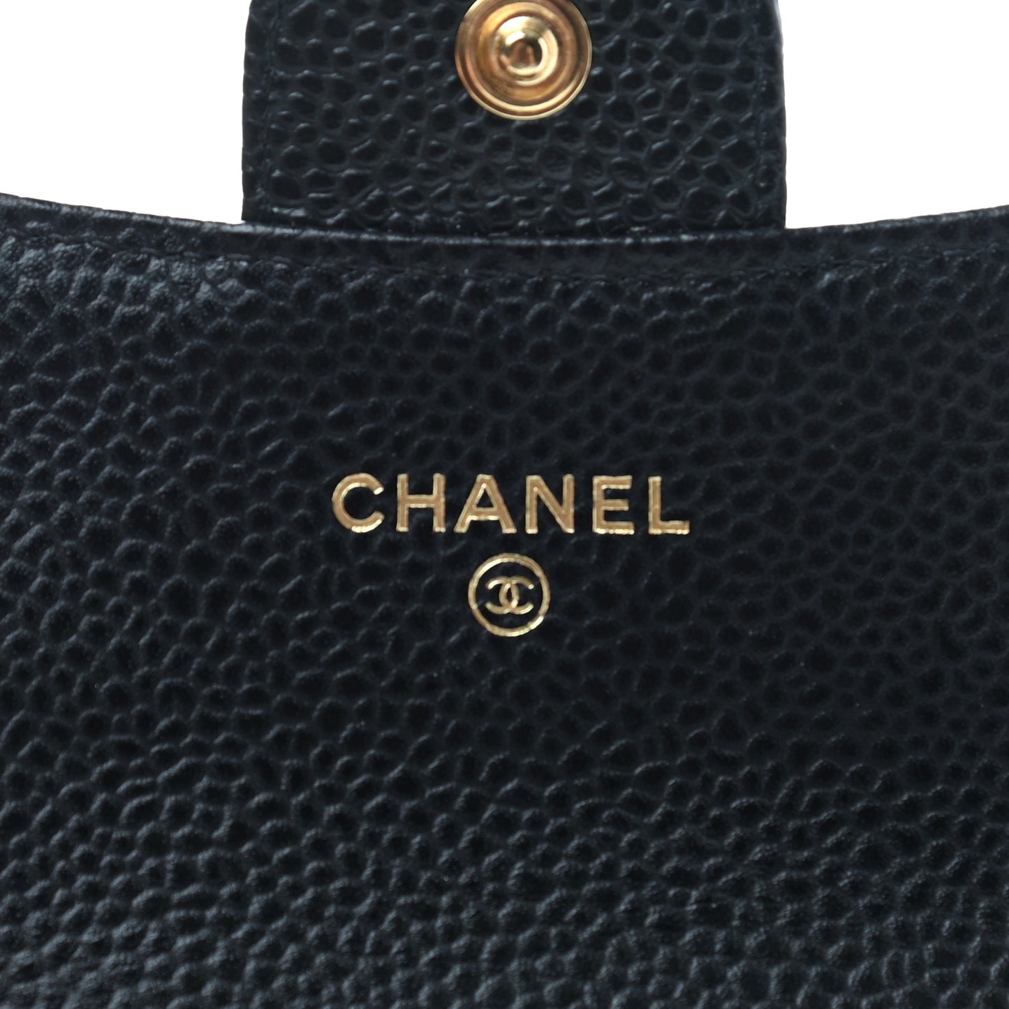 Caviar Quilted Flap Card Holder Wallet Black