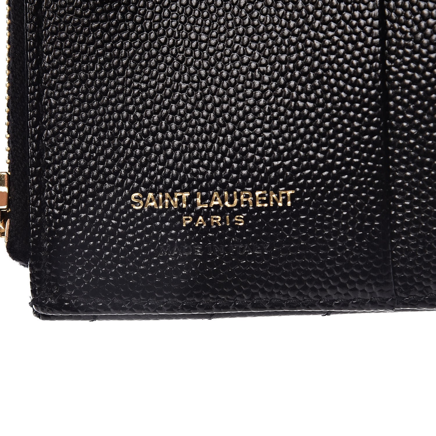 Saint Laurent Grain De Poudre Matelasse Chevron Monogram Zipped Card Case Black 6 of 8