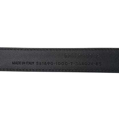 Balenciaga Shiny Calfskin Crocodile Embossed BB 25mm Thin Belt 85 34 Black 3 of 7