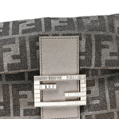 Fendi Metallic Lurex Zucca Vitello Baguette Argento 8 of 10