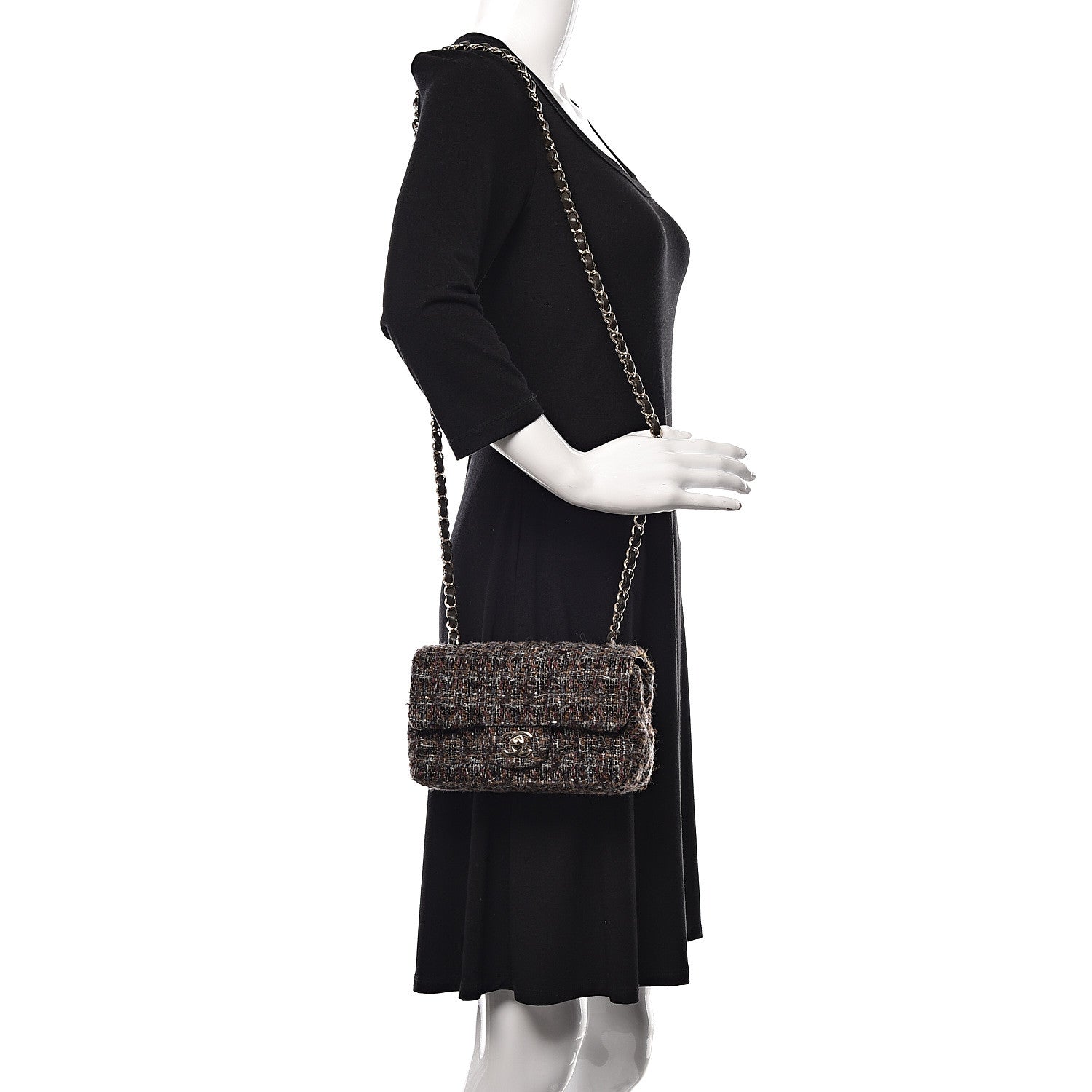 Chanel Tweed Quilted Mini Rectangular Flap Beige 2 of 11