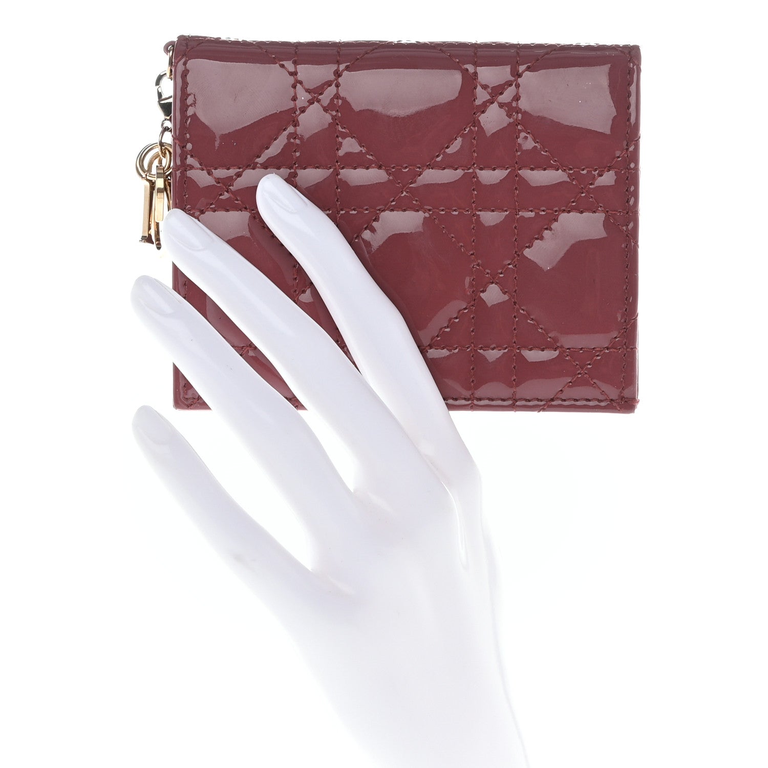 Christian Dior Patent Cannage Mini Lady Dior Wallet Mallow Rose 2 of 8