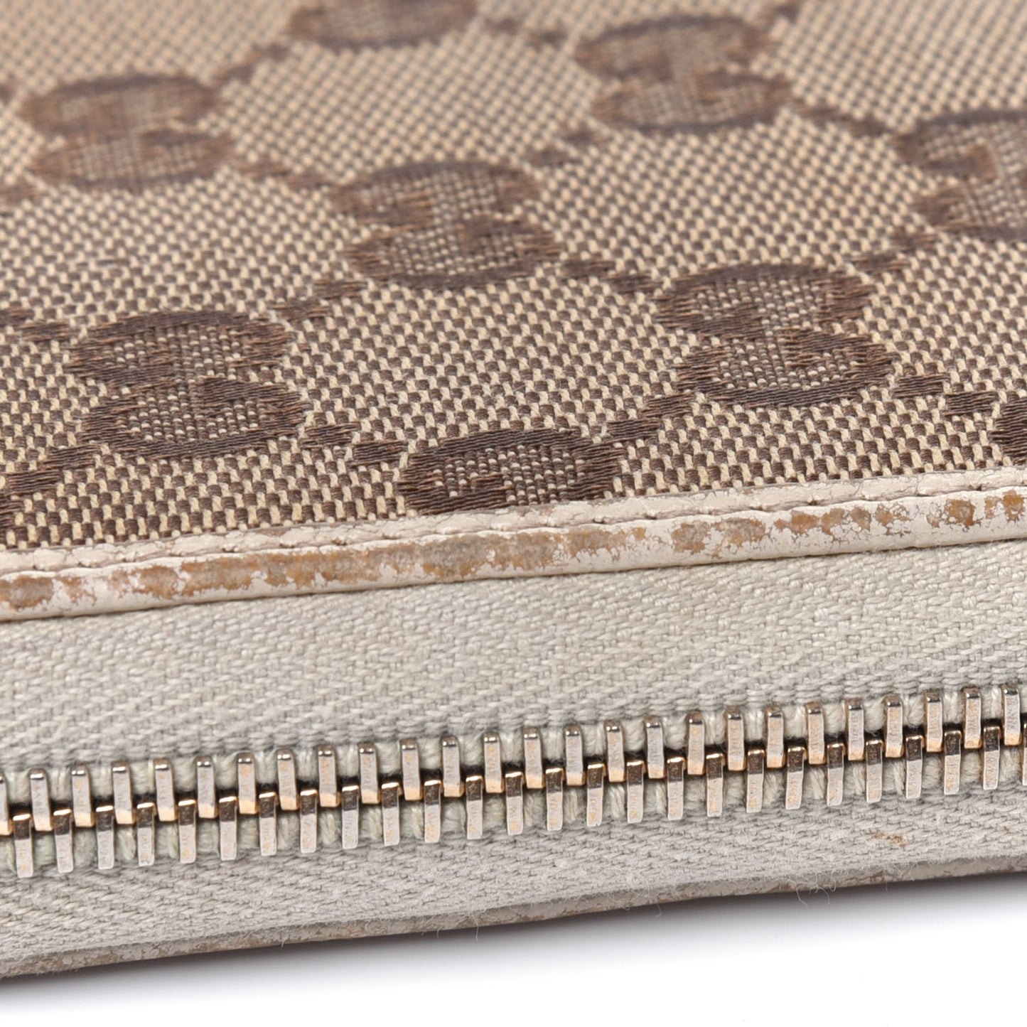 Monogram Metal Bar Zip Around Wallet Beige Ebony Off White