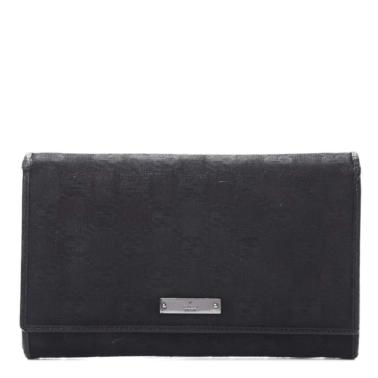 Gucci Monogram Metal Bar Continental Flap Wallet Black 1 of 13