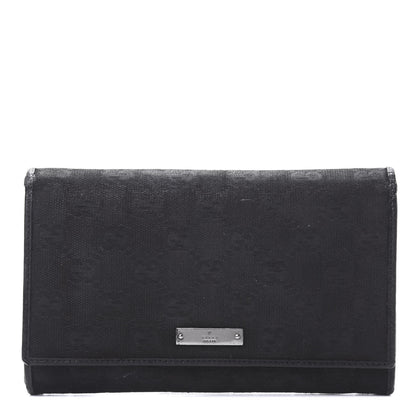 Gucci Monogram Metal Bar Continental Flap Wallet Black 1 of 13