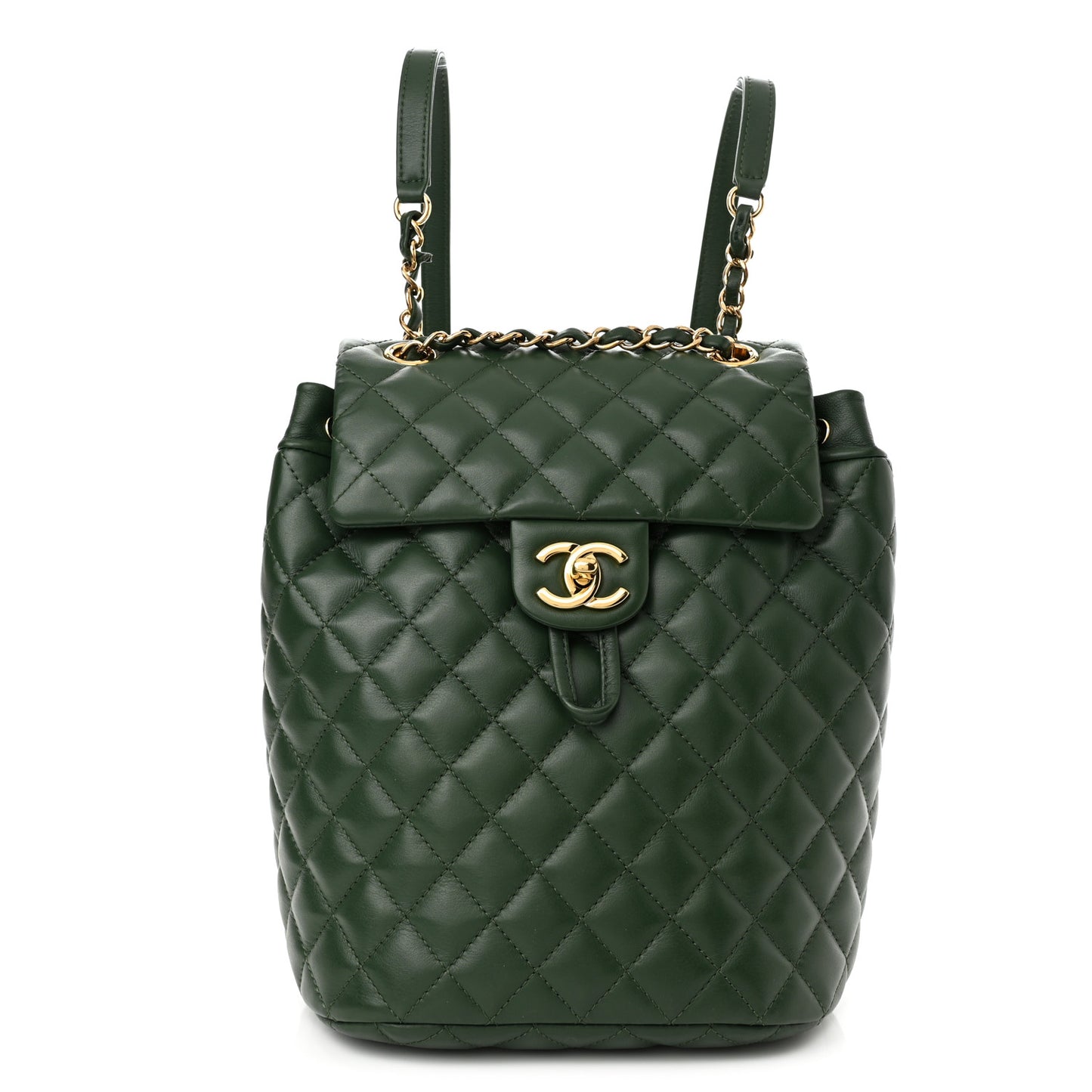 Calfskin Quilted Small Urban Spirit Backpack Dark Green
