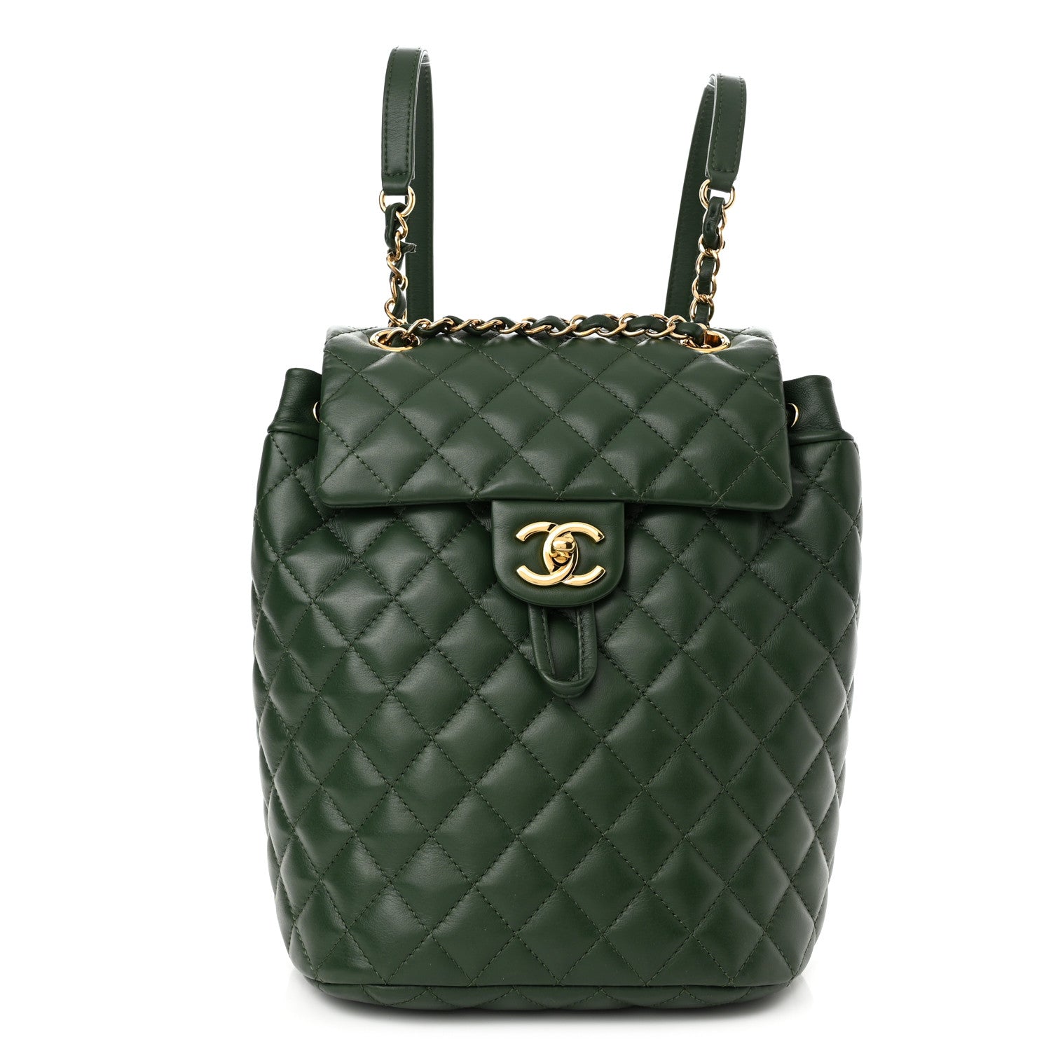 Chanel Calfskin Quilted Small Urban Spirit Backpack Dark Green 1 of 10