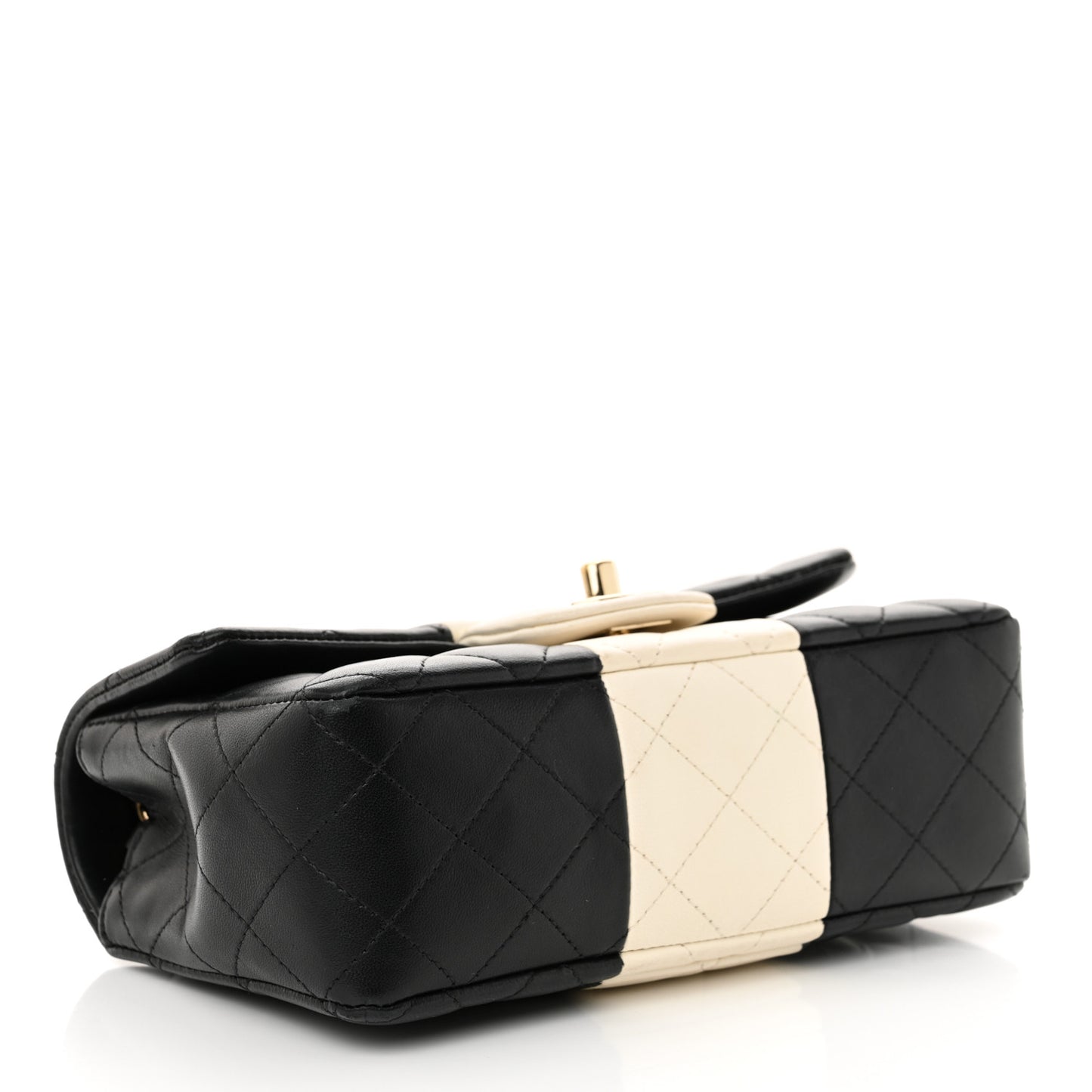 Lambskin Quilted Mini Rectangular Flap Black White