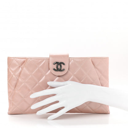 Chanel Glazed Calfskin Quilted Coco Pleats Clutch Light Pink 2 of 10