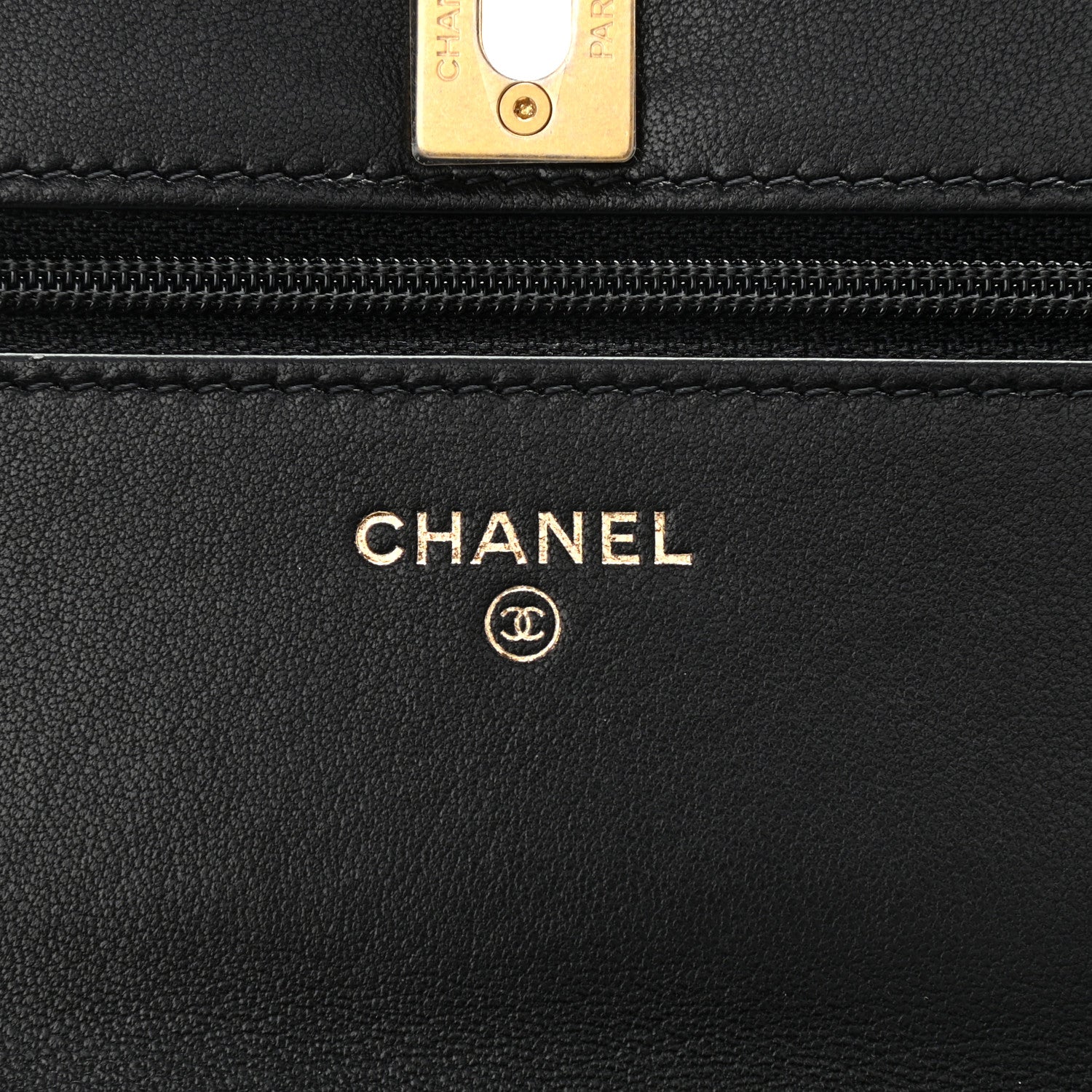 Chanel Lambskin Quilted CC Pearl Crush Wallet on Chain WOC Black 6 of 10