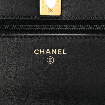 Chanel Lambskin Quilted CC Pearl Crush Wallet on Chain WOC Black 6 of 10