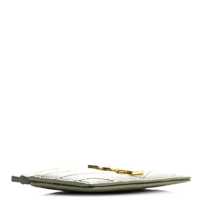 Saint Laurent Grain De Poudre Matelasse Chevron Monogram Credit Card Case Light Musk 4 of 7