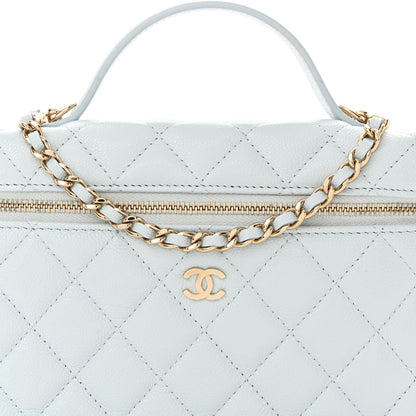 Chanel Caviar Quilted Top Handle Slim Vanity With Chain Light Blue 8 of 11