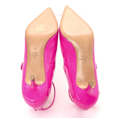 Valentino Garavani Patent Roman Stud Ankle Strap 50mm Pumps 36 Pink PP 6 of 10