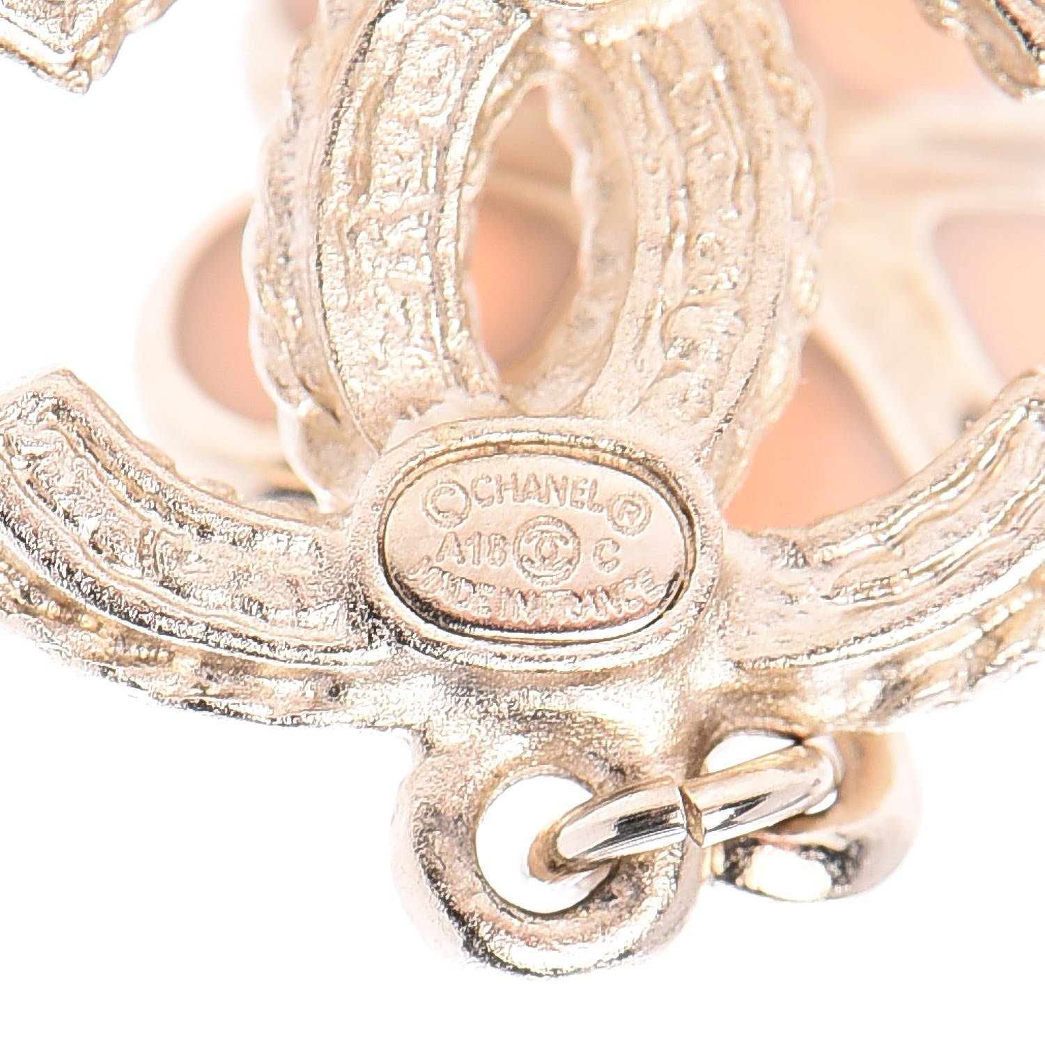 Chanel Metal Resin Diamante CC Flower Earrings Gold Beige 4 of 5