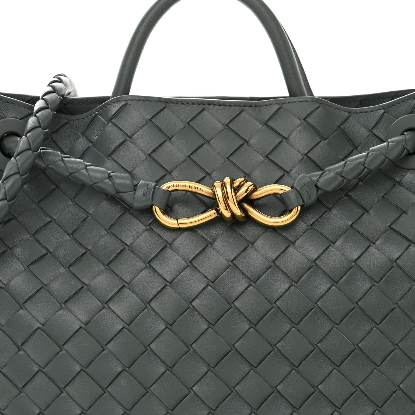 Nappa Intrecciato Medium Andiamo Shoulder Bag Slate