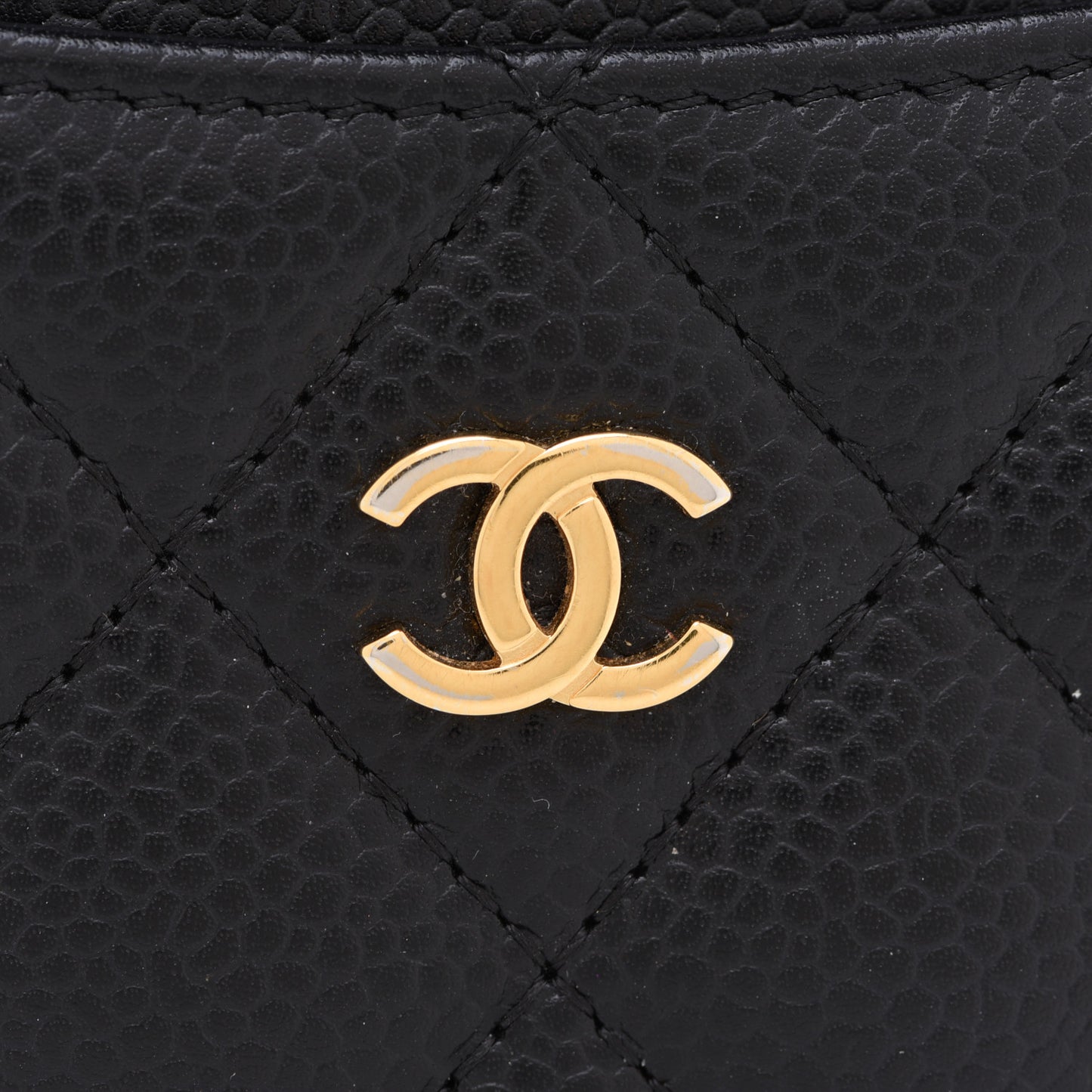 Caviar Quilted Card Holder Black