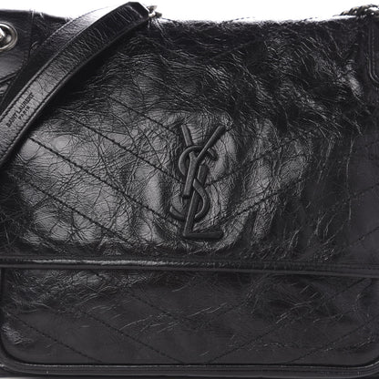 Saint Laurent Crinkled Calfskin Matelasse Monogram Large Niki Chain Satchel Black 10 of 10
