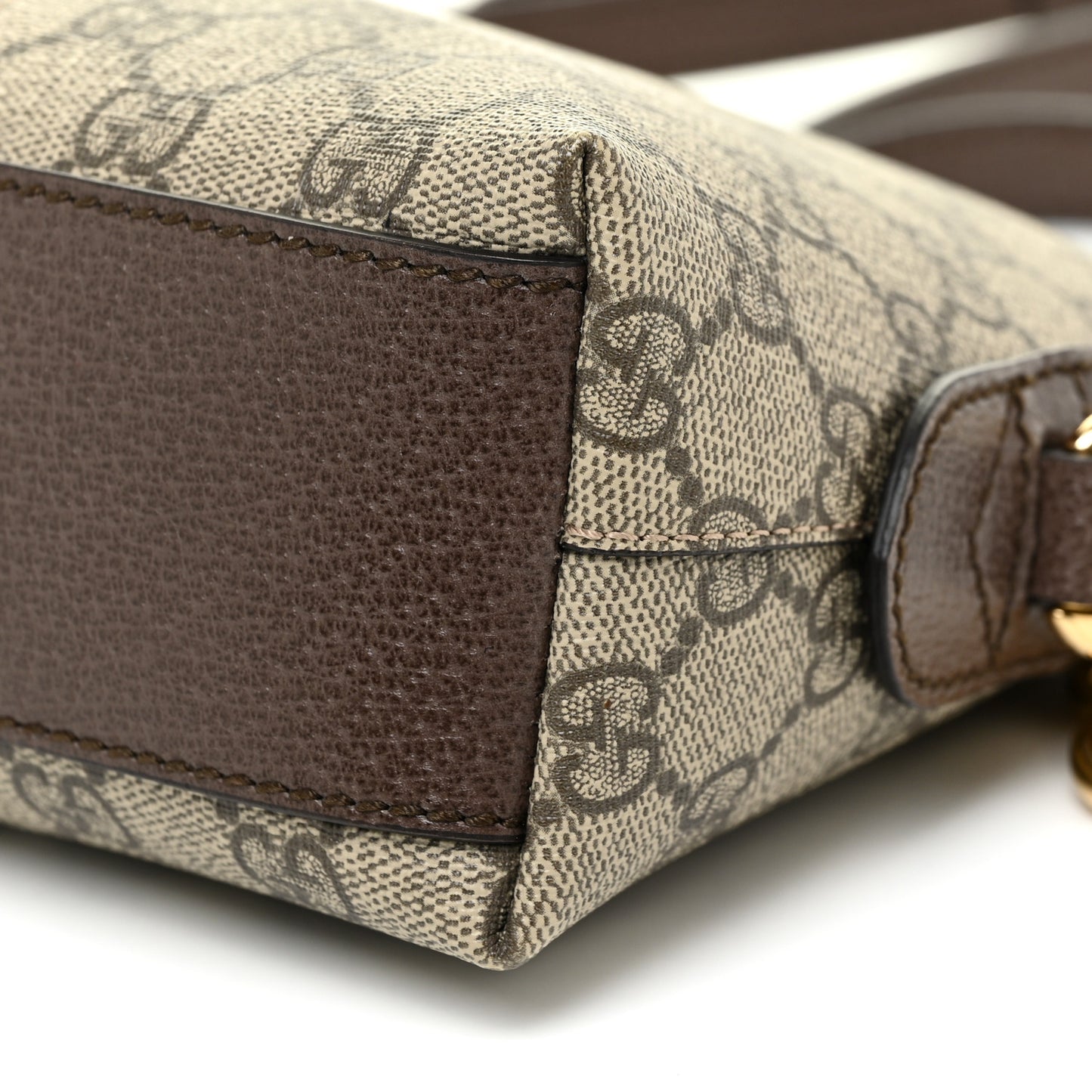 GG Supreme Monogram Textured Dollar Calfskin Web Small Ophidia Dome Shoulder Bag Beige Ebony New Acero