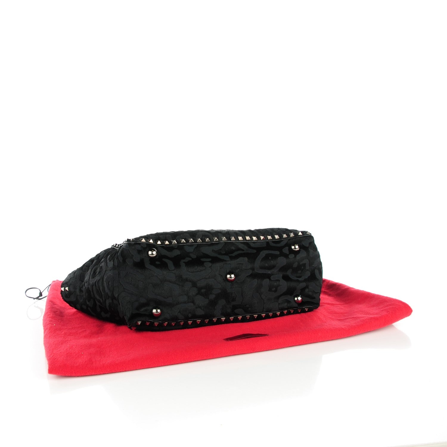 Valentino Garavani Calf Hair Cavino Etched Rockstud Tote Black 7 of 16