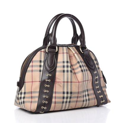 Burberry Haymarket Check Metal Stitch Thornley Satchel Chocolate 3 of 9