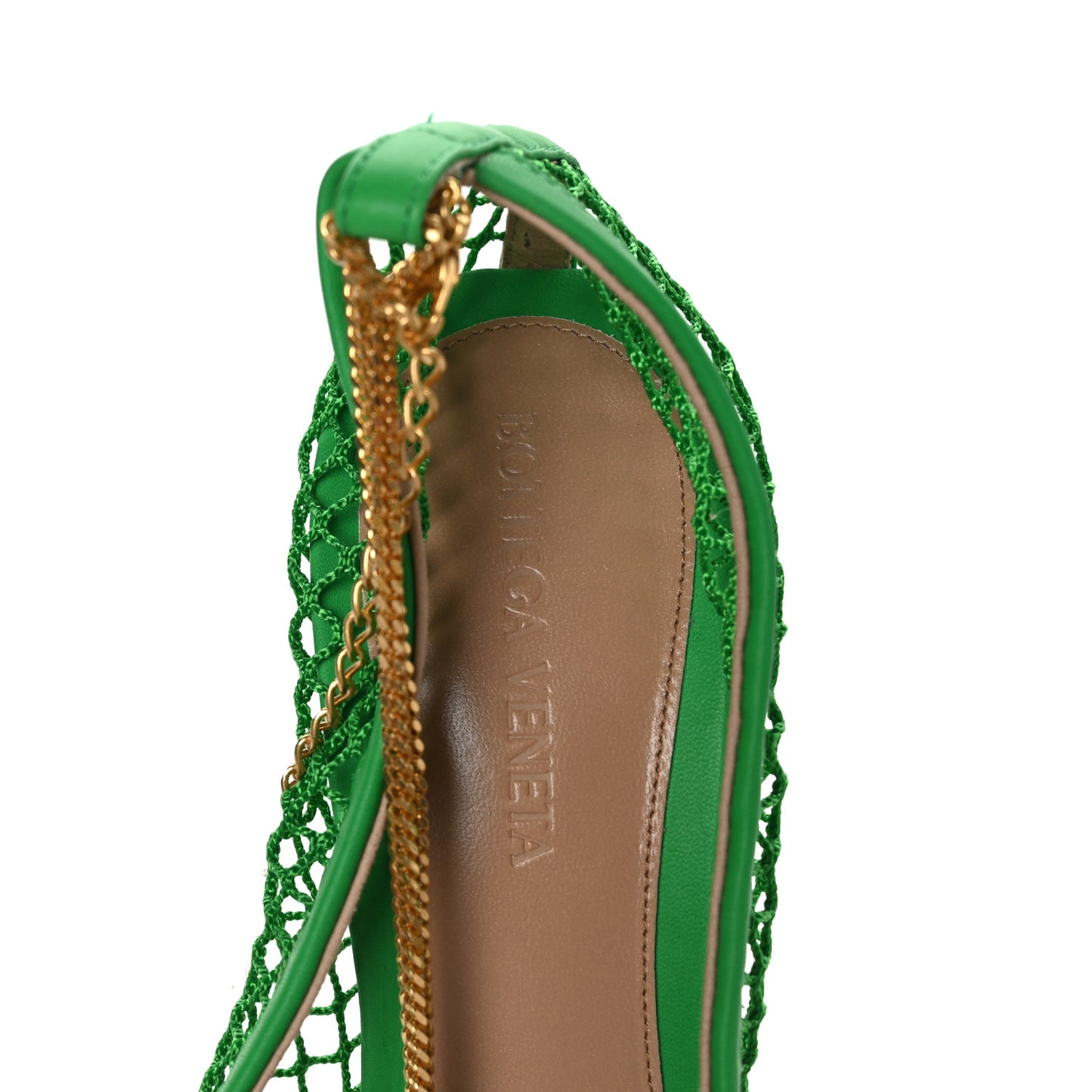 Mesh Calfskin Stretch Chain Strap 90mm Pumps 38 Parakeet