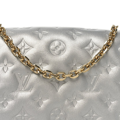 Louis Vuitton Metallic Lambskin Embossed Monogram Pochette Coussin Silver 13 of 19