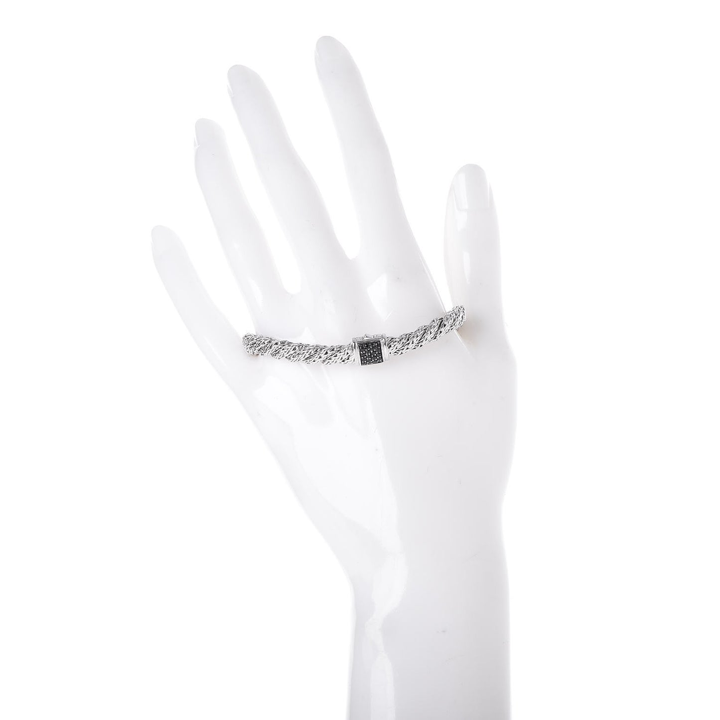 Sterling Silver Black Sapphire 5.5mm Twisted Chain Bracelet