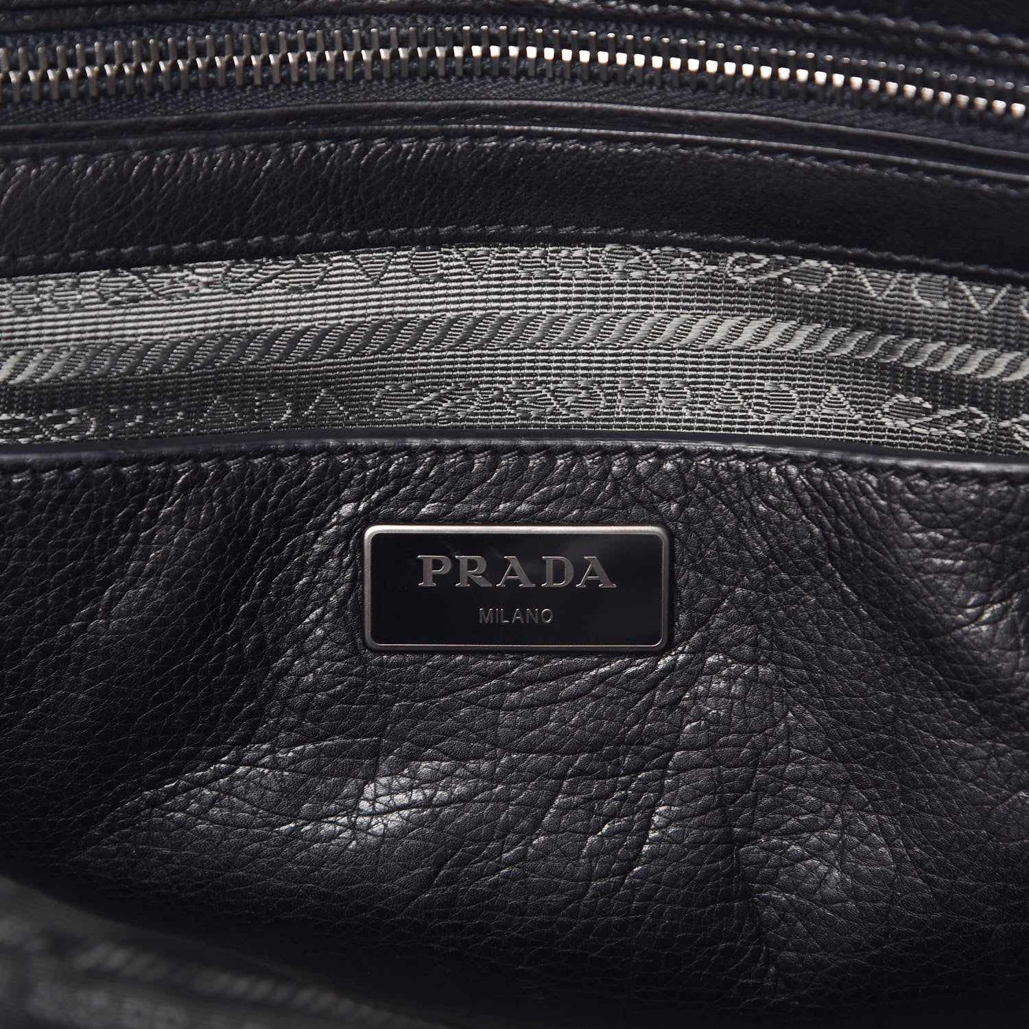 Prada Glace Calf Twin Pocket Tote Black 7 of 12