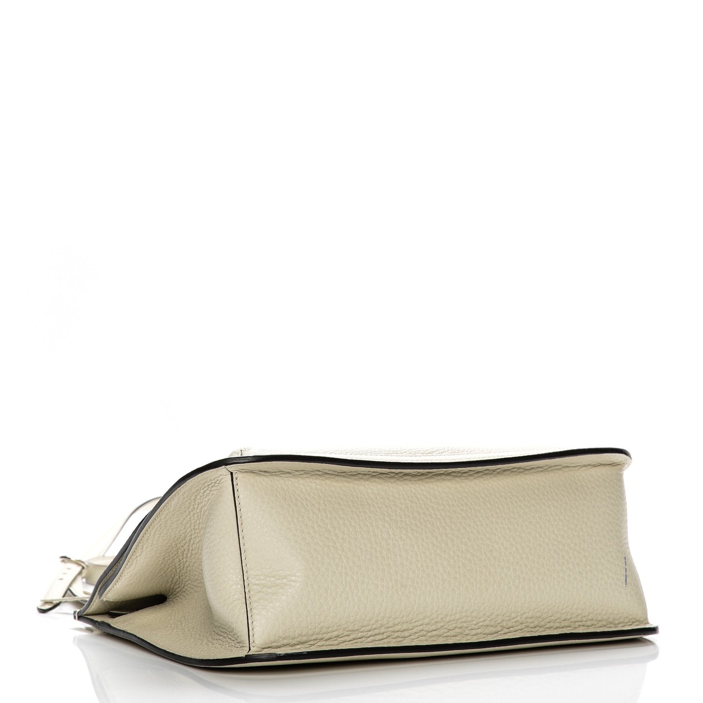 Pebbled Calfskin Medium Bamboo Daily Flap Shoulder Bag Mystic White