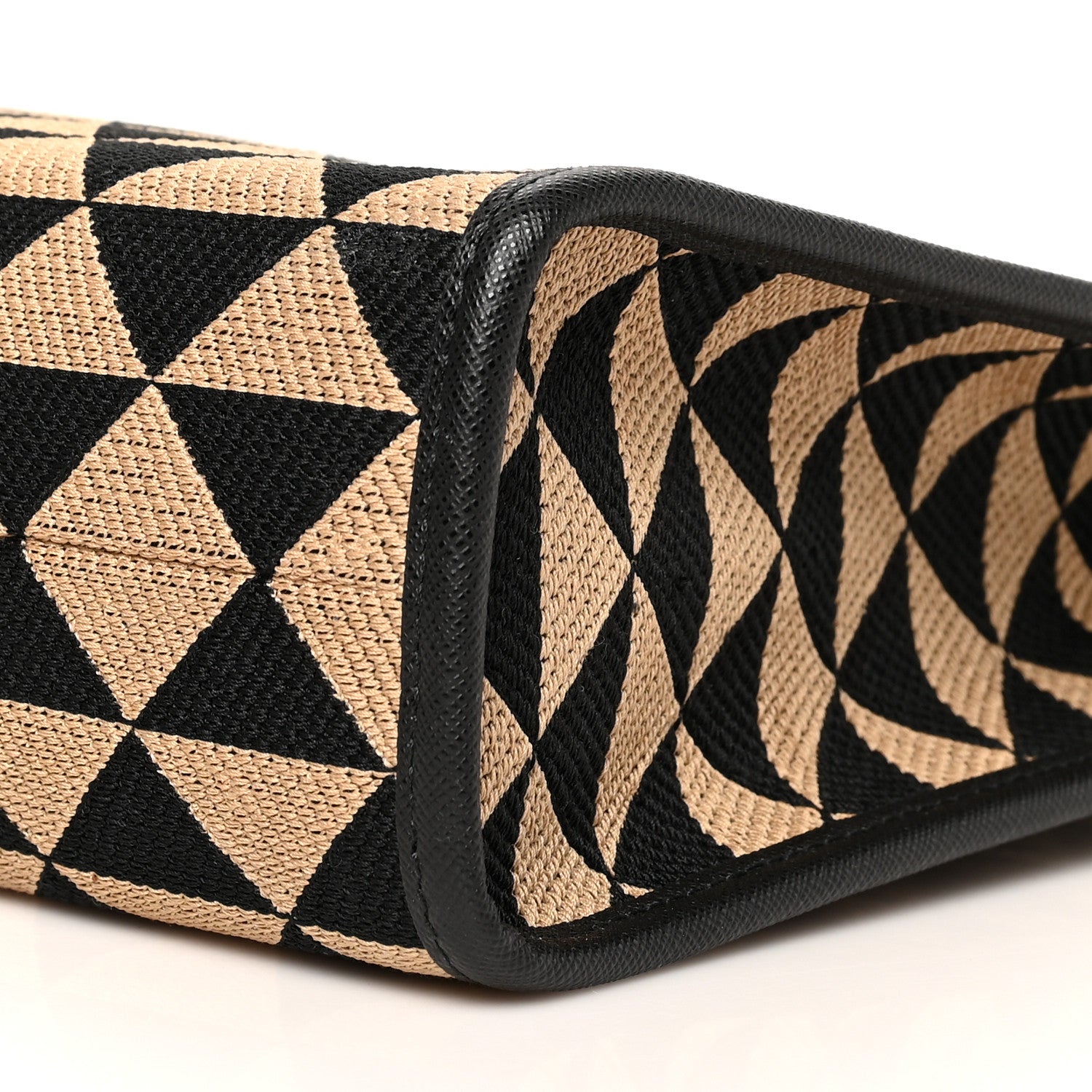 Prada Jacquard Saffiano Triangolo Symbole Embroidered Small Tote Black Corda 9 of 9