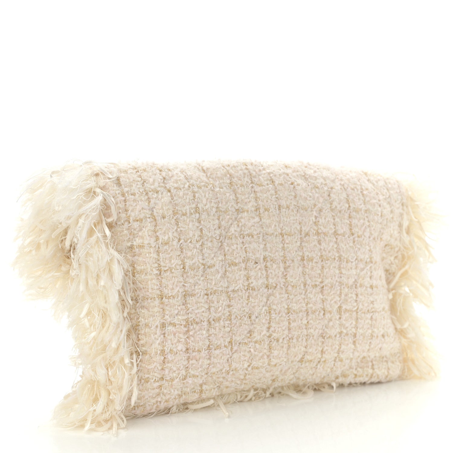 Chanel Tweed Quilted Fringe Clutch White 3 of 10