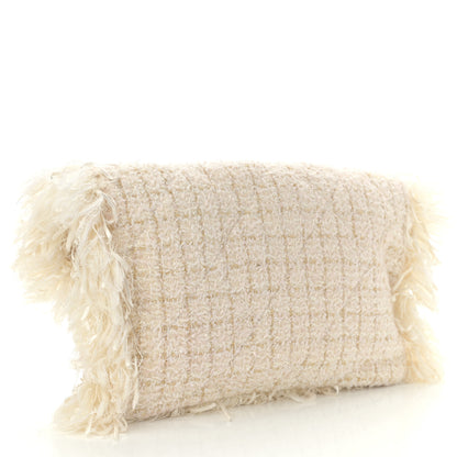 Chanel Tweed Quilted Fringe Clutch White 3 of 10