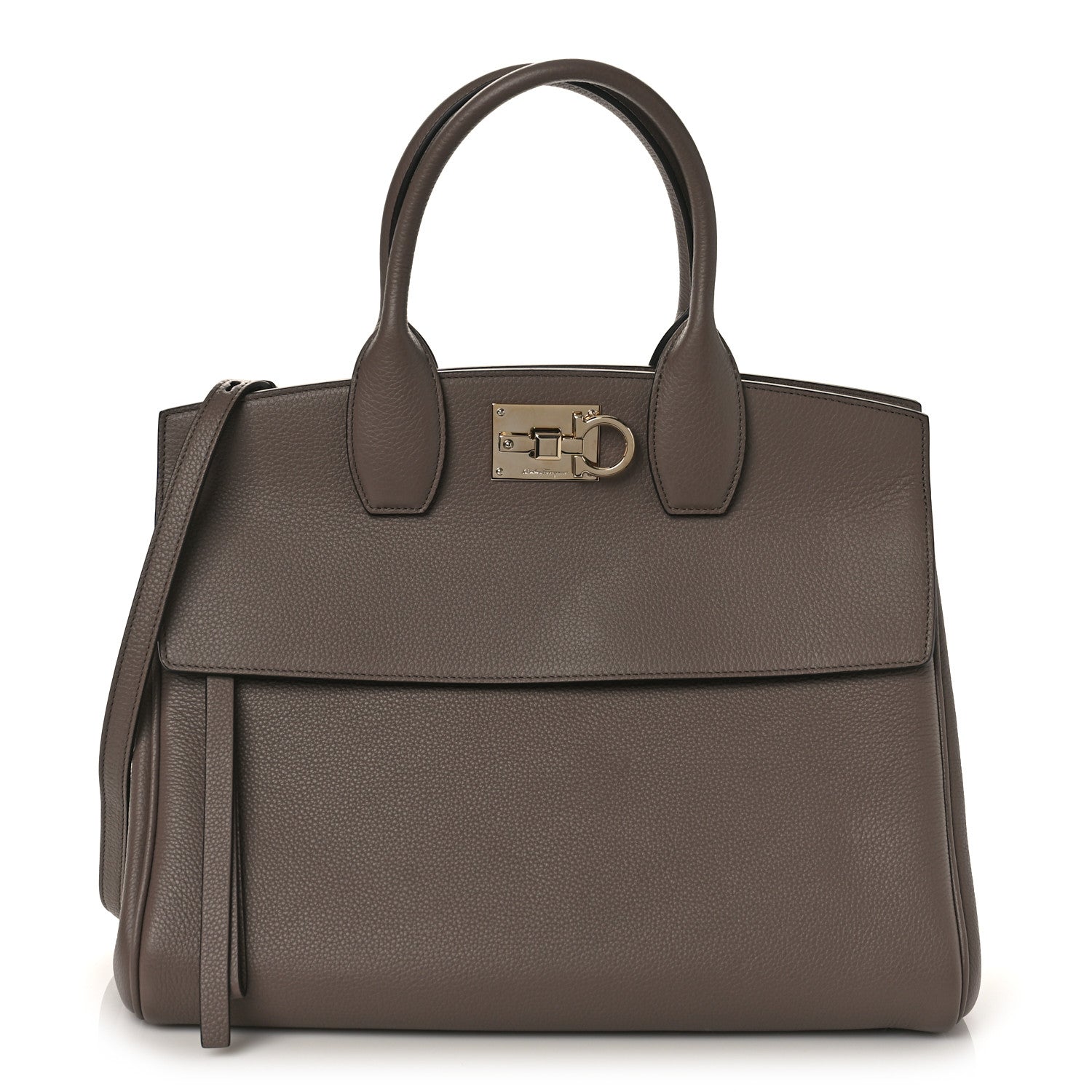 Salvatore Ferragamo Calfskin Large Studio Bag Caraway Seed 1 of 8