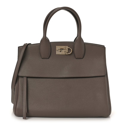 Salvatore Ferragamo Calfskin Large Studio Bag Caraway Seed 1 of 8