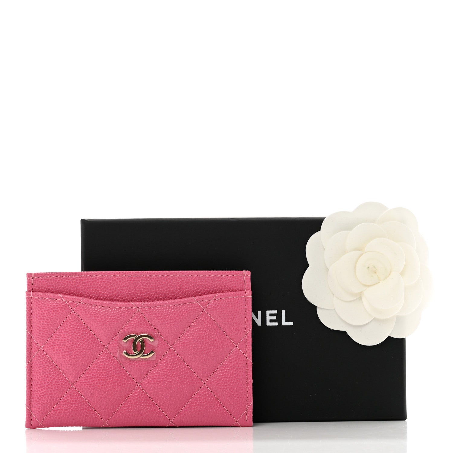 Chanel Caviar Quilted Card Holder Pink 11 of 11