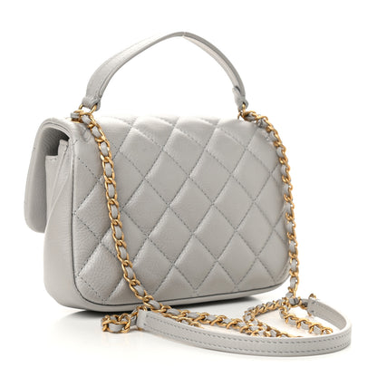 Chanel Calfskin Quilted Top Handle Flap Light Grey 3 of 9