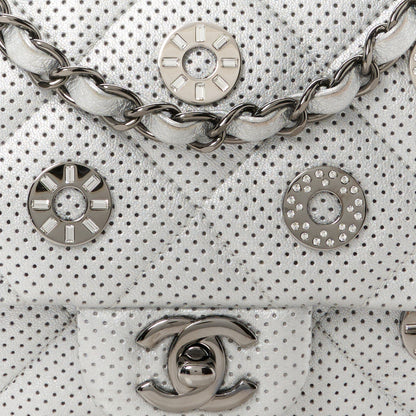 Chanel Perforated Metallic Lambskin Small CC Medals Flap Silver 9 of 11