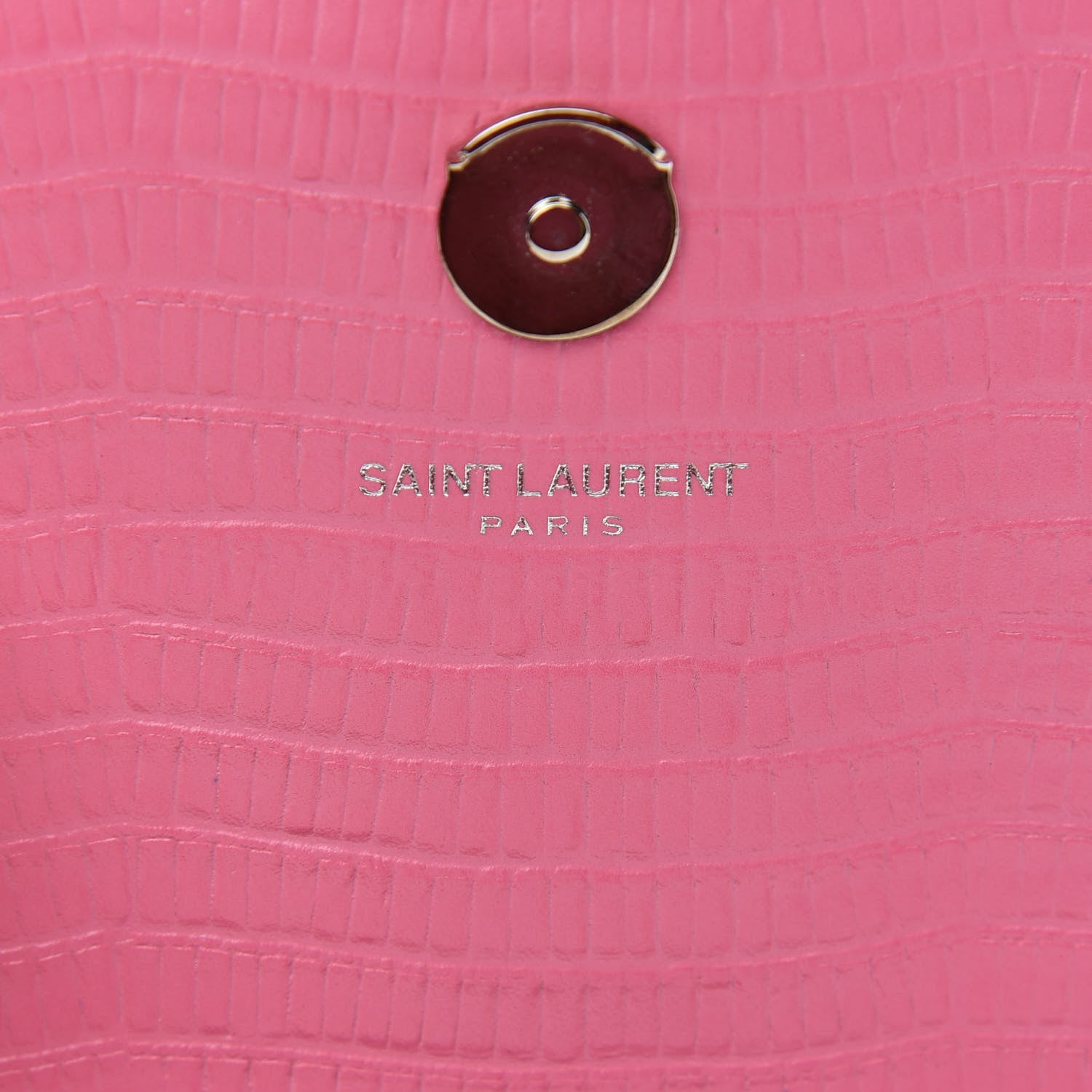Saint Laurent Calfskin Crocodile Embossed Small Classic Monogram Kate Tassel Satchel Bubblegum 10 of 10