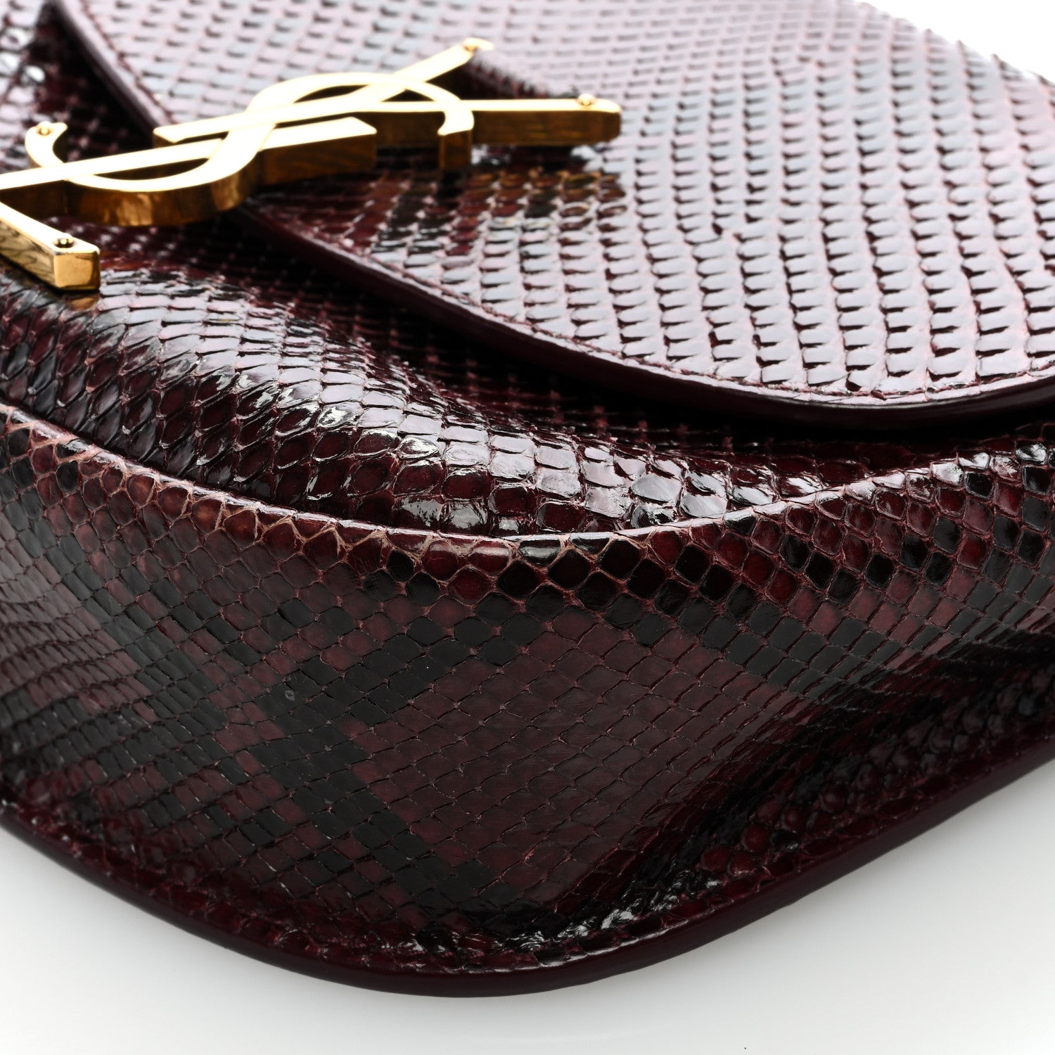 Saint Laurent Snakeskin Small Kaia Satchel Burgundy 8 of 8
