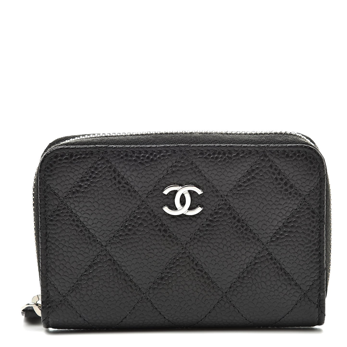 Caviar Quilted Zip Coin Purse Black