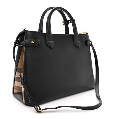 Burberry Derby Calfskin Medium Banner Tote Black 3 of 9