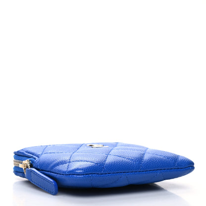 Chanel Caviar Quilted Zip Card Holder Wallet Blue 4 of 10