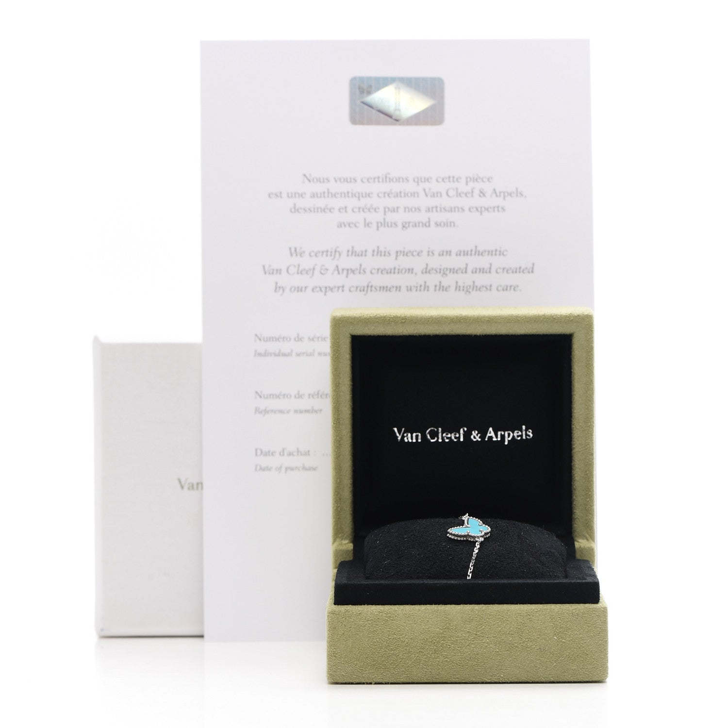 Van Cleef & Arpels 18K White Gold Turquoise Sweet Alhambra Butterfly Bracelet 7 of 7