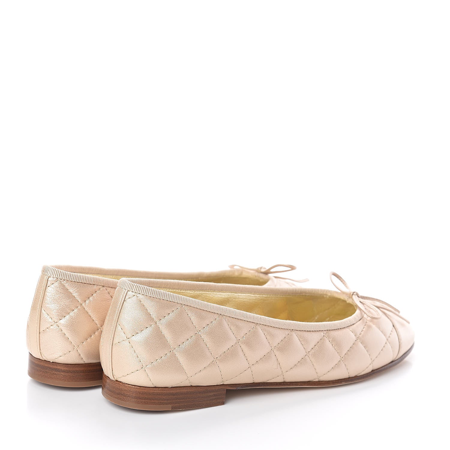 Chanel Lambskin Quilted Cap Toe Ballerina Flats 38 Beige 4 of 8